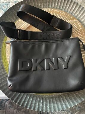 DKNY Black Embossed Logo Belt Bag